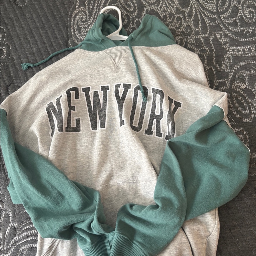 Aeropostale Gray and Teal Women's Sweater